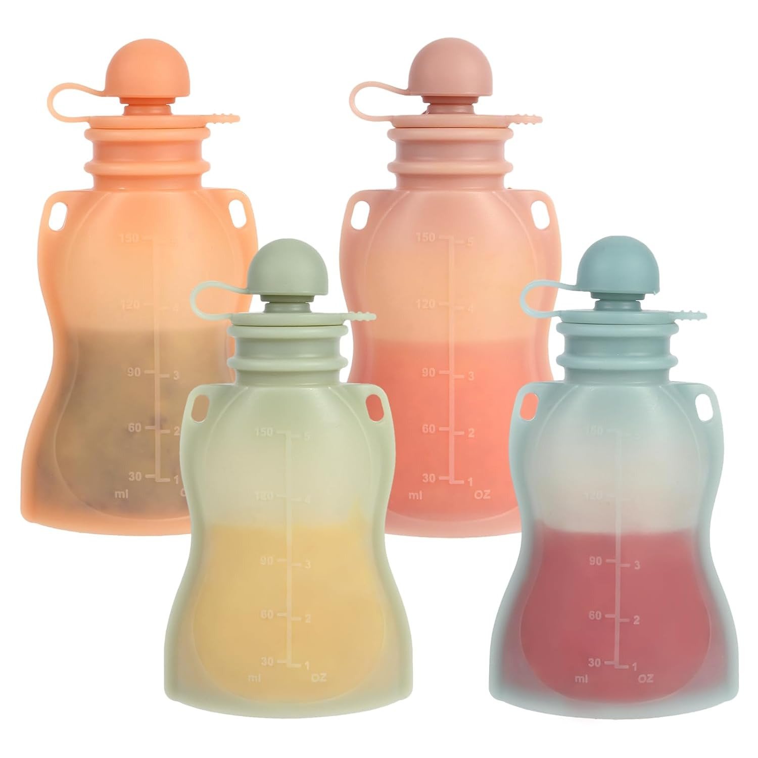 Reusable Baby Food Pouches with Straws – 4 Pack