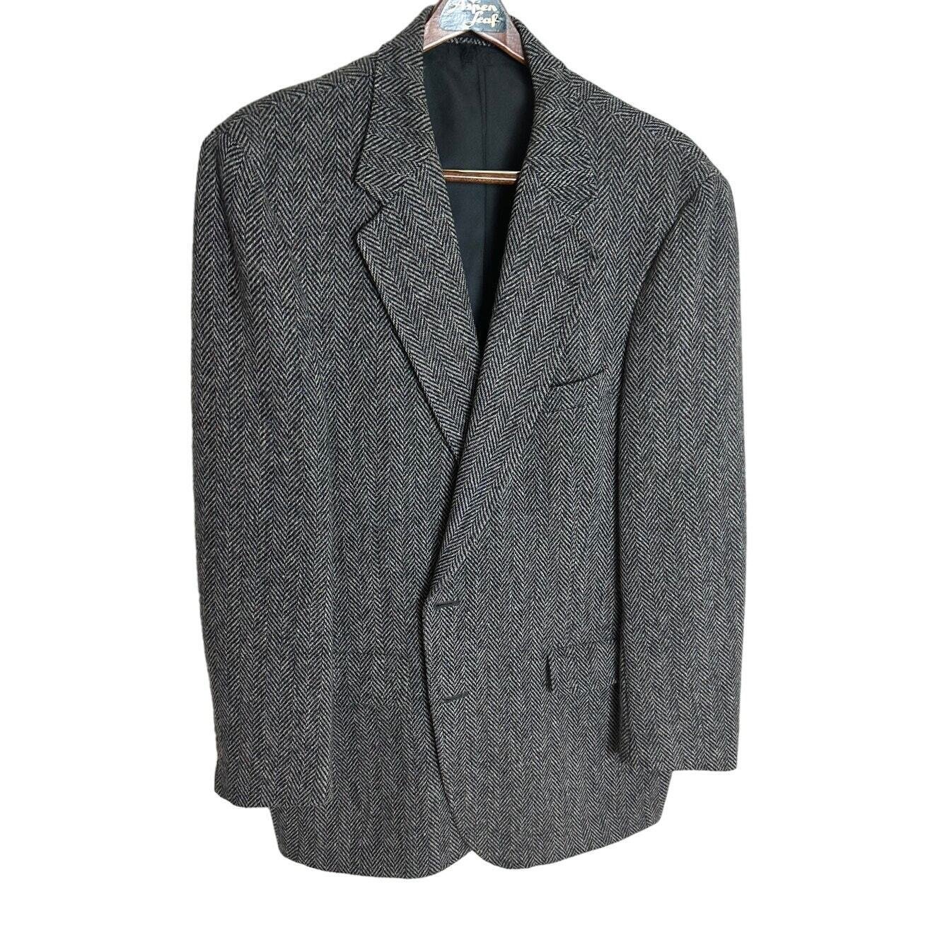 Aspen Leaf Men’s Vintage Wool Herringbone Tweed Blazer Classic Fit