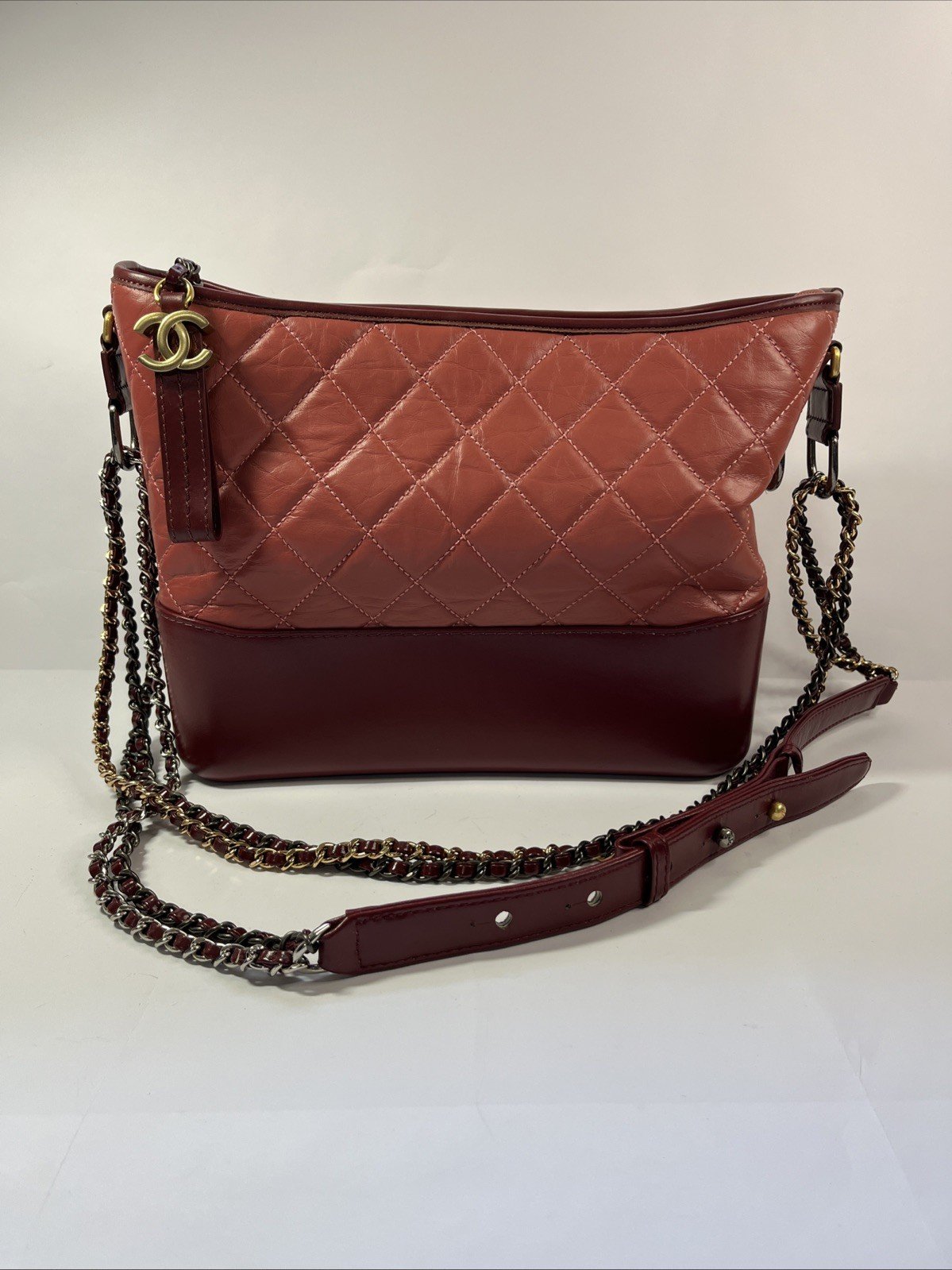 Chanel Gabrielle Small Quilted Hobo Bag in Red Calfskin