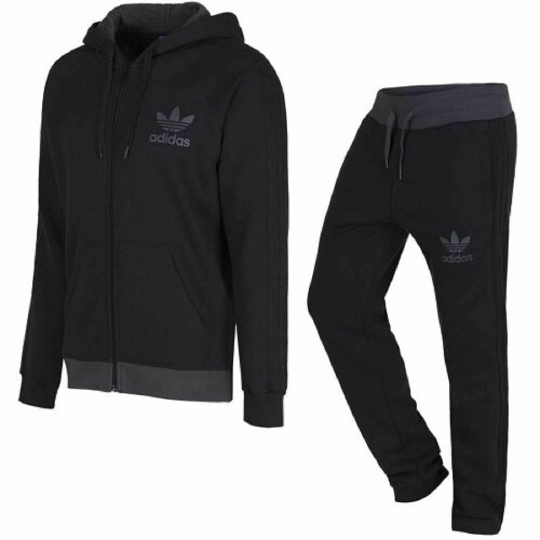 Adidas Men’s Fleece Lined Hoodie and Jogger Tracksuit Set