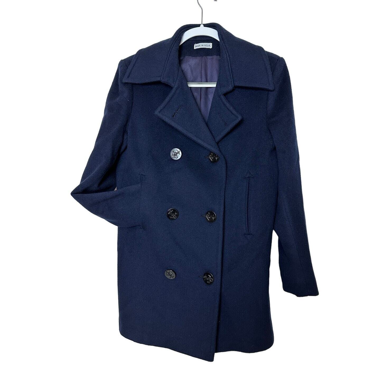 Sara Roberts Women’s Navy Wool Tailored Pea Coat