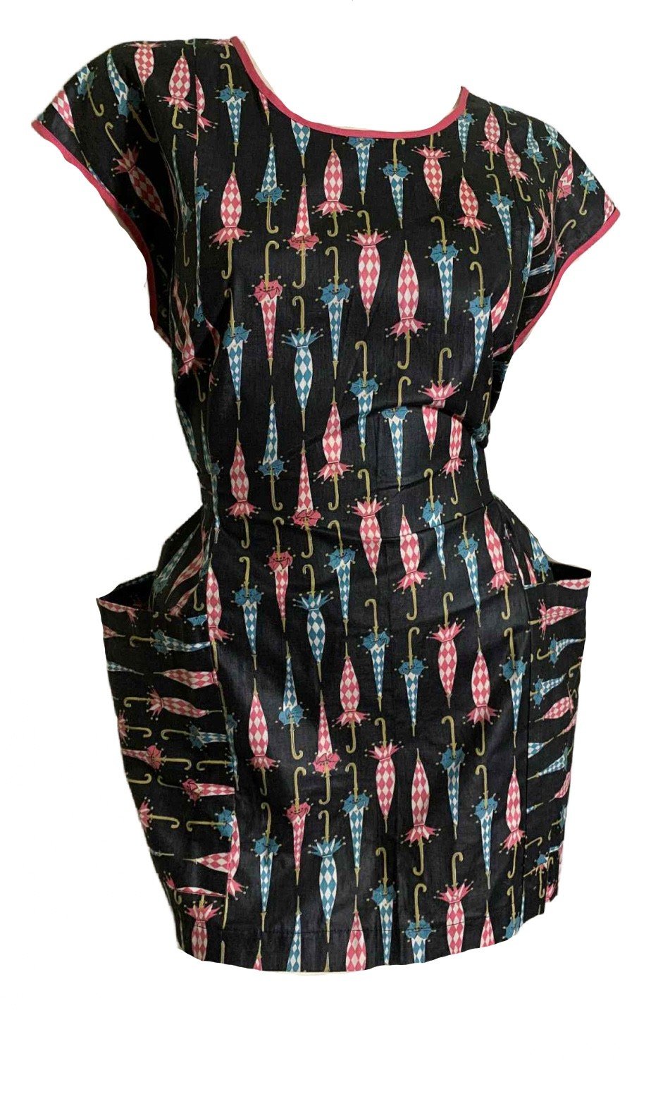 60s Umbrella Print Smock Blouse M/L