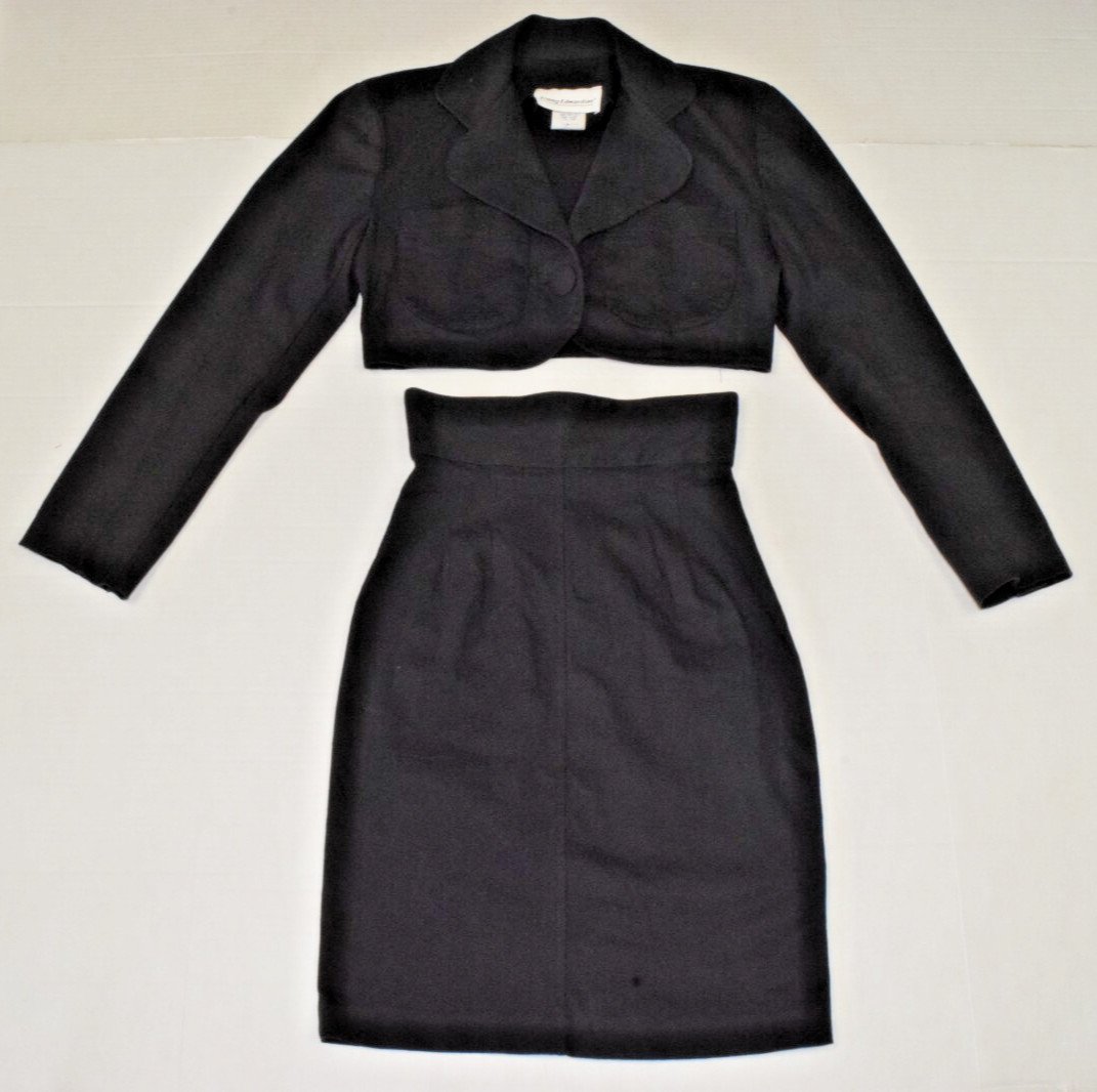Vintage Blazer Skirt Set Young Edwardian – Size 3 Black Tailored Look