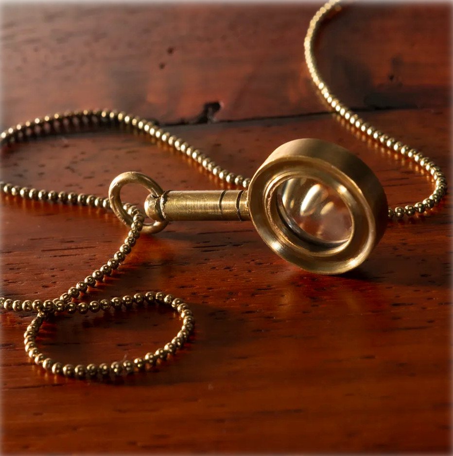 Gold-Tone Mini Magnifying Glass Pendant Necklace
