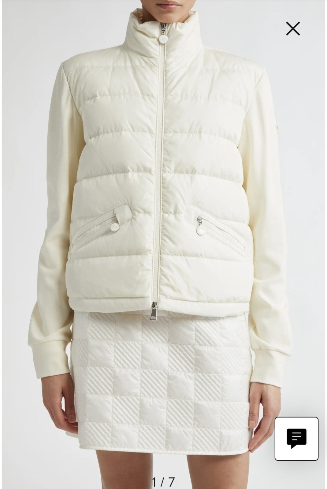 White Down Puffer Jacket in Silk White