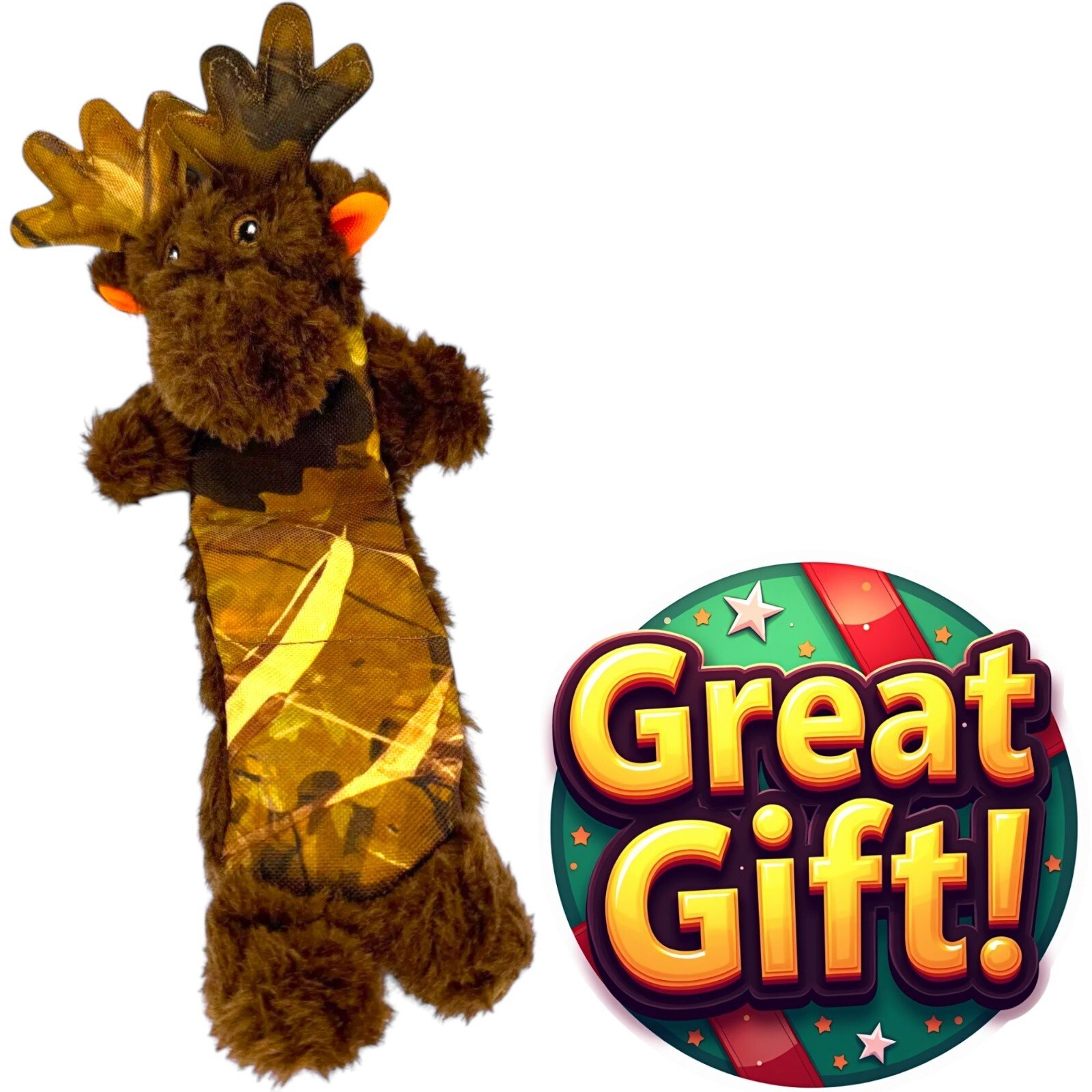 Durable Camo Moose Plush Dog Toy