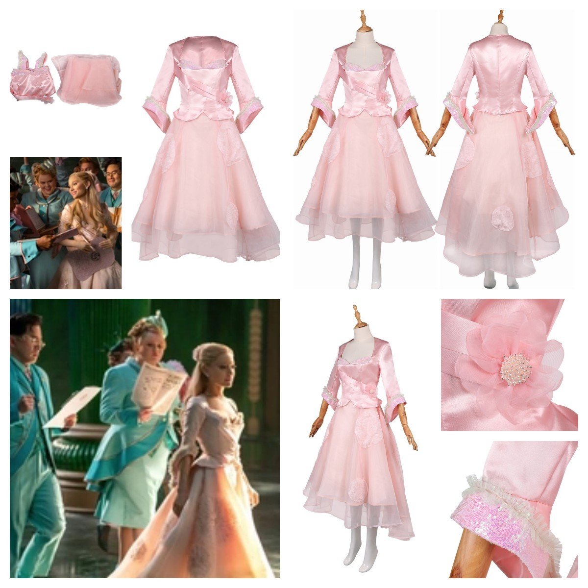 Pink Glinda Cosplay Dress for Halloween Events