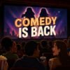 White Chicks 2 Returns as excited moviegoers watch a theater screen announcing the comeback of the iconic comedy sequel.