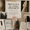 Editorial maternity fashion moodboard reflecting the cultural shift behind Anne Hathaway Pregnancy Style and the visibility of pregnancy in celebrity fashion.