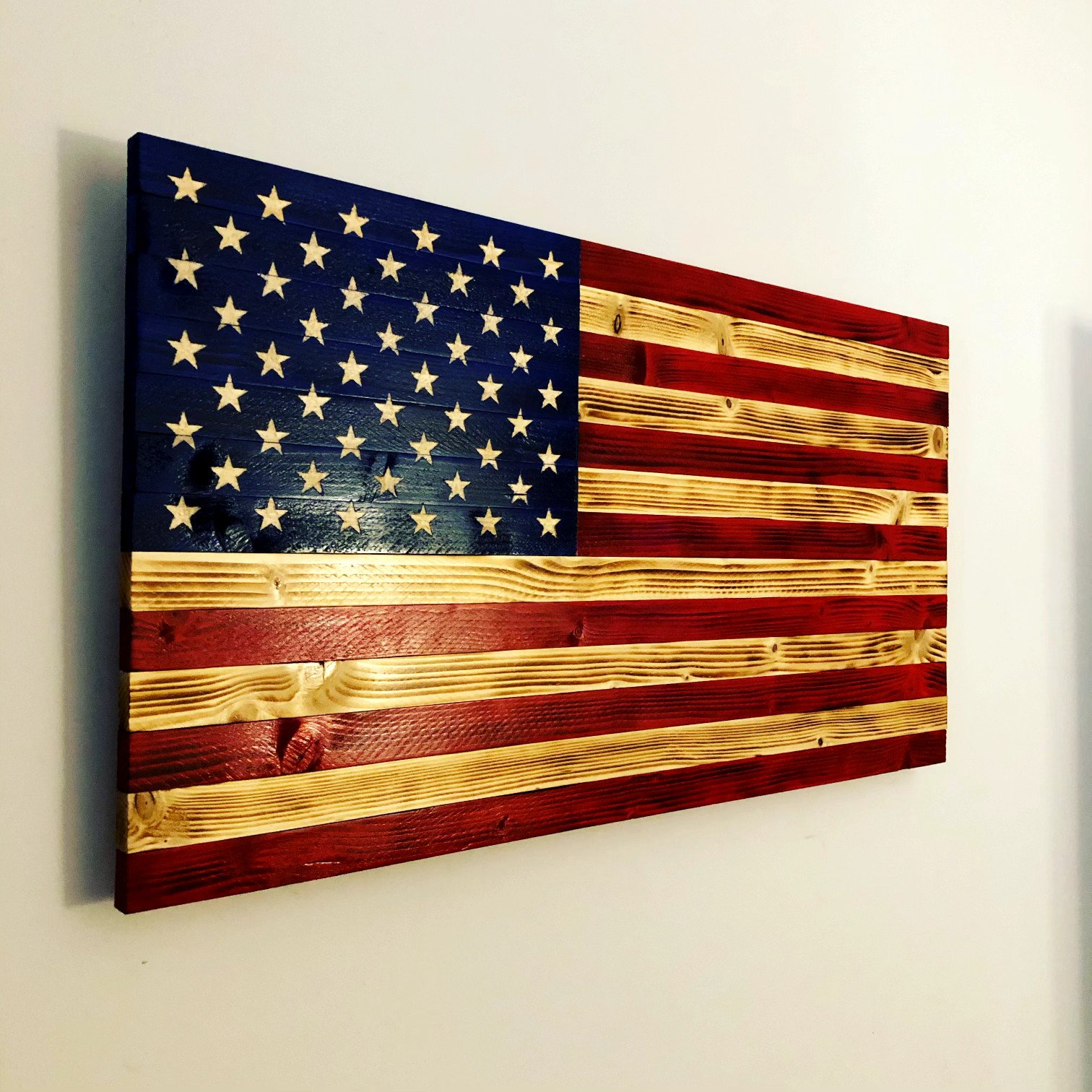 Handmade Wooden American Flag Wall Decor